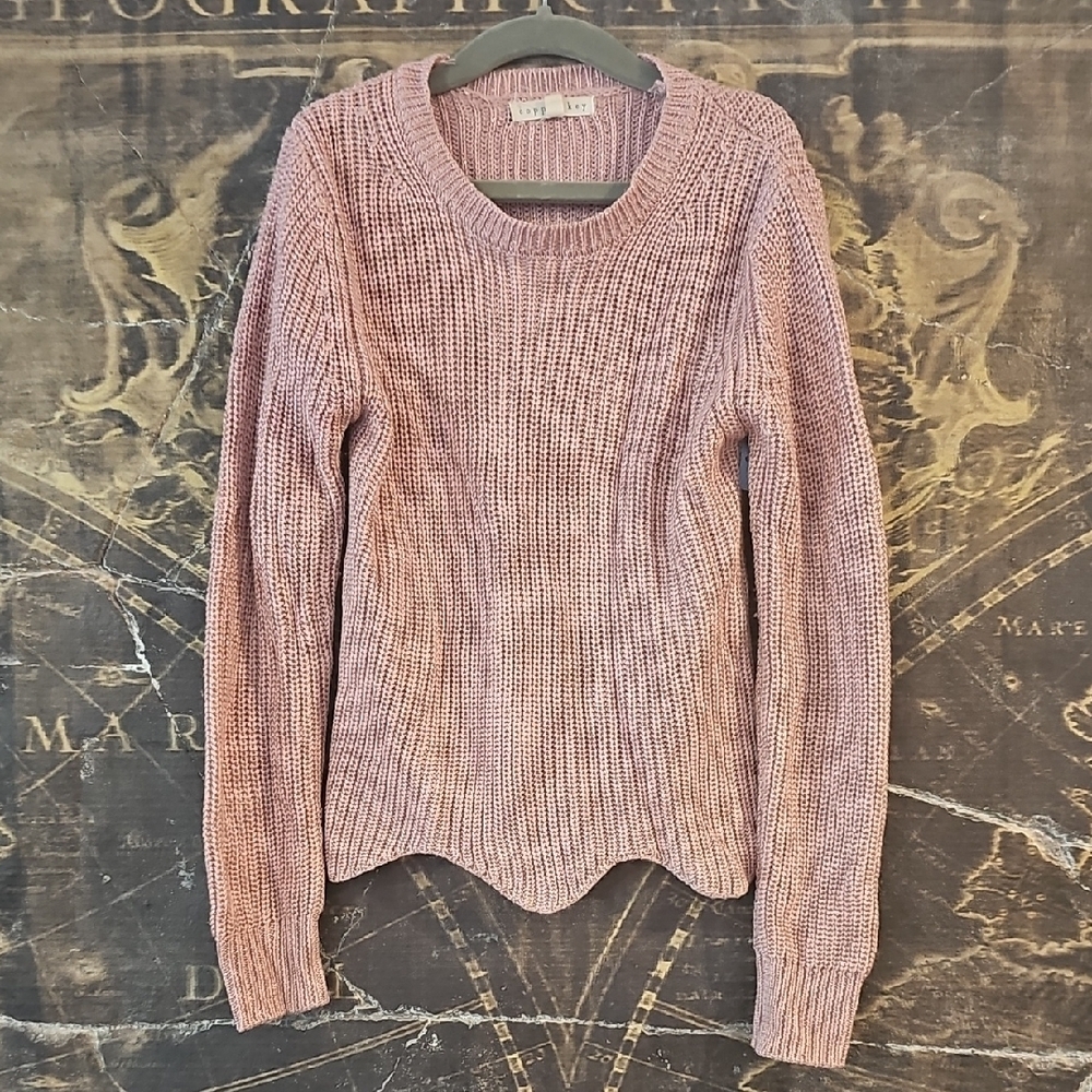 Copper Key Pink Ribbed Knit Sweater